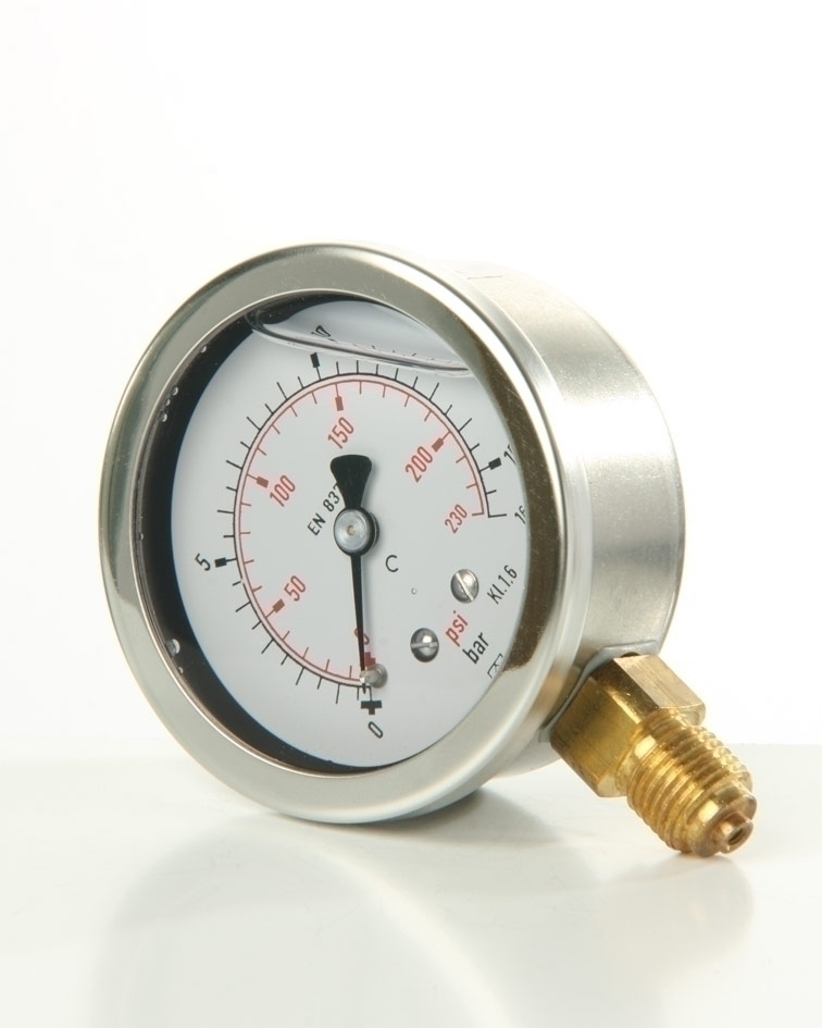 Rohrfedermanometer. VA-Gehäuse mit Bördelring gefü