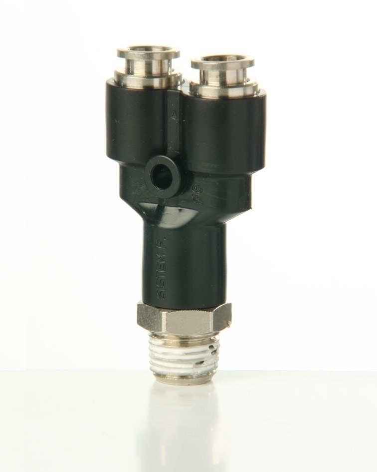 Einschraub-Y-Stecker 4 mm kegelig 1/4'' BSP,blau,K