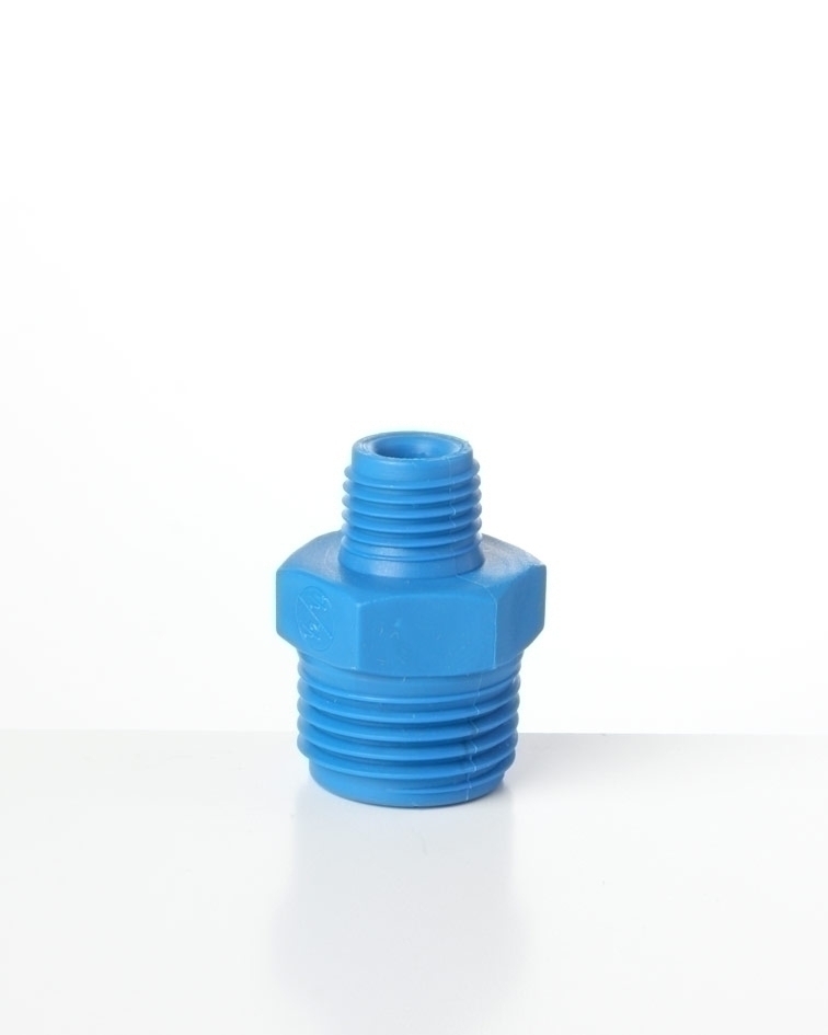 Doppelnippel kegelig red. 1/2'' - 1/8'' NPT grau