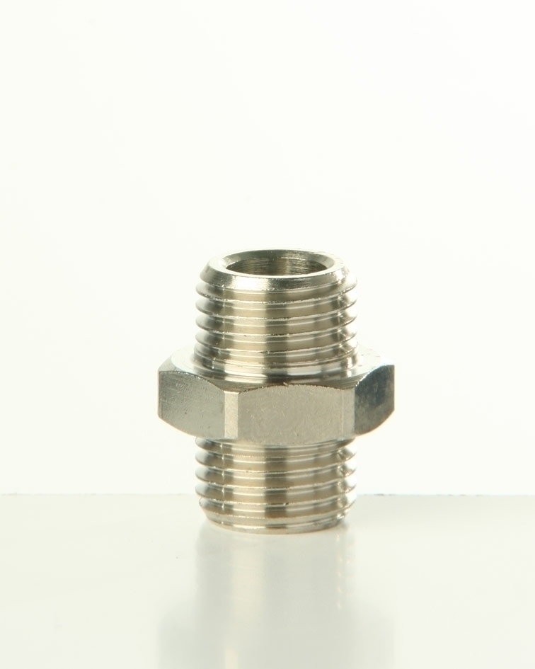 Doppelnippel zyl. VA G 1/2'' - G 1/2'', 60° Innenk