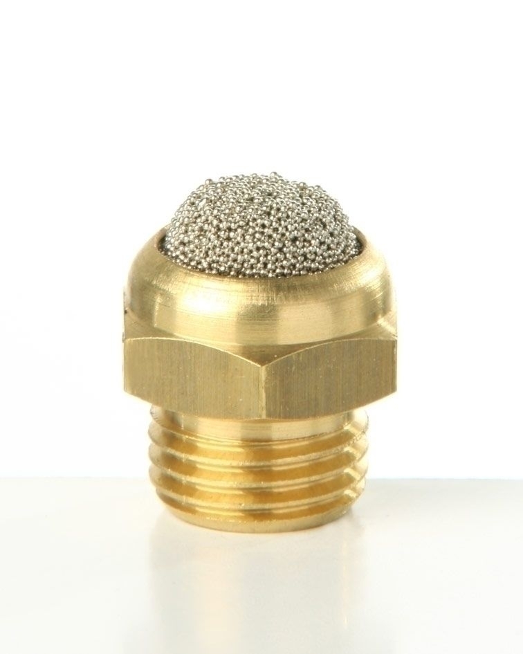 05 Einschraub- Schalldämpfer aus Sinterbronze,halbrund mit Außensechskant,zylindrisches Gewinde