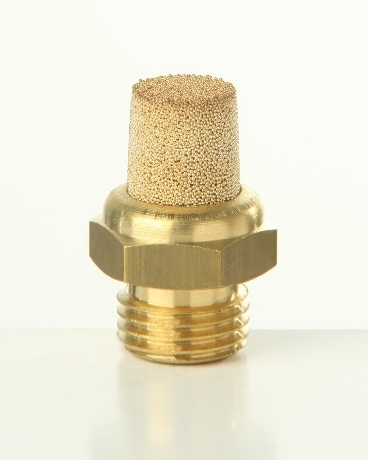 06 Einschraub- Schalldämpfer aus Sinterbronze,kurz mit Außensechskant,zylindrisches Gewinde